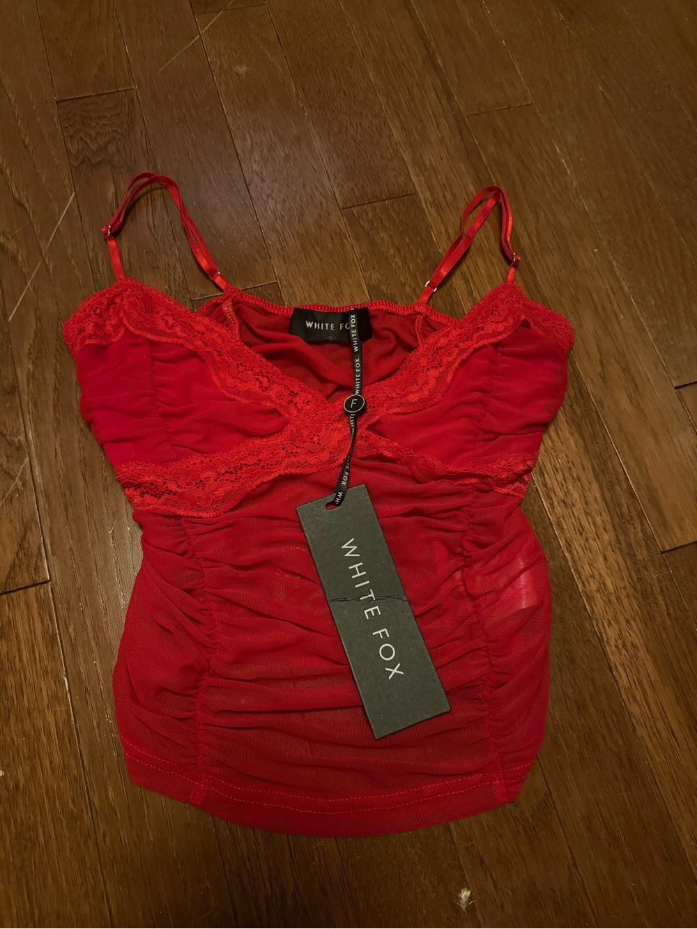 White Fox Boutique Red Lace Mesh Cami
